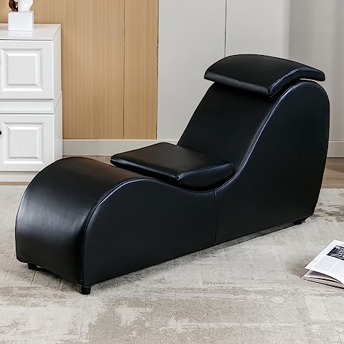 Black Yoga Chair & Chaise Lounge with Removable Cushion