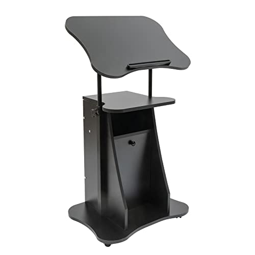 Mobile Laptop Stand with Storage Cabinet and Height Adjustment