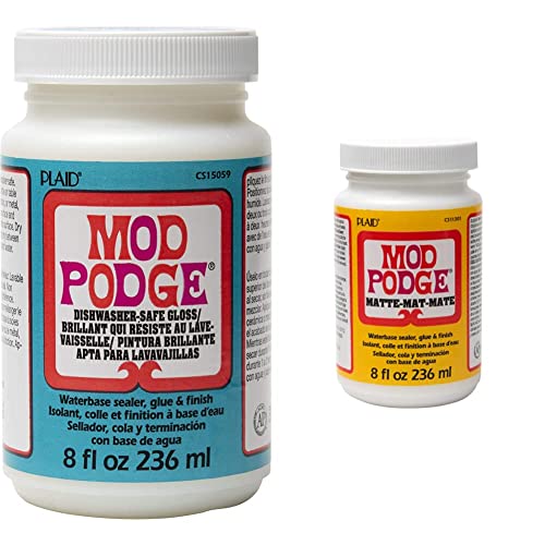 Mod Podge Dishwasher Safe Waterbased Sealer Glue And Finish 8 Ounce Cs15059 Gloss 8 Ounce Cs11301 Waterbase Sealer Glue And Finish 8 Oz Matte 51d9u2X36L 