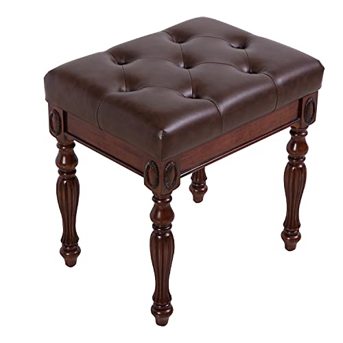 MODERION Wood Vanity Bench Stool with Padded Cushion