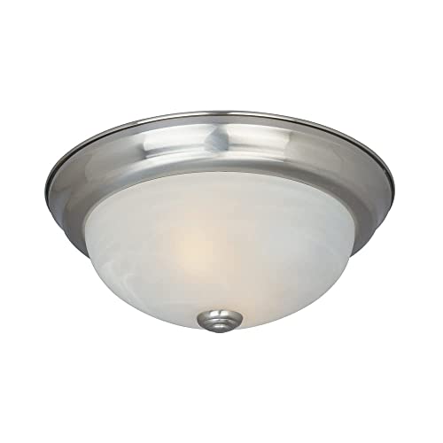 Modern 2-Light Flush Mount Ceiling Light, Satin Platinum