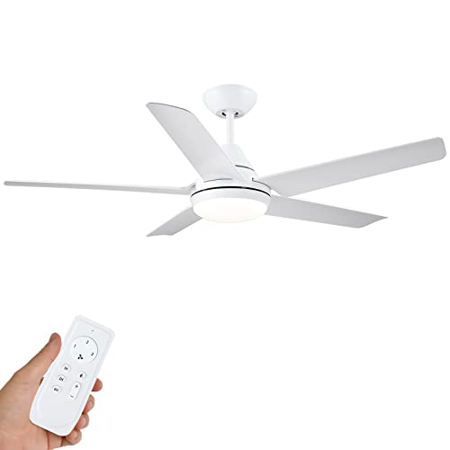 Modern 48 Inch White Ceiling Fan with Remote Control