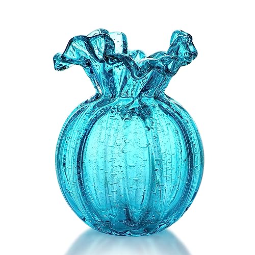 Modern Art Glass Flower Vase - Blue
