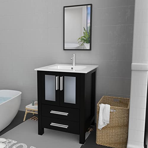 AMERLIFE 36 Bathroom Vanity with Sink Combo, Modern Undermount Small  Single Bathroom Cabinet Set, Includes Countertop & Backsplash Ceramic Sink  Soft