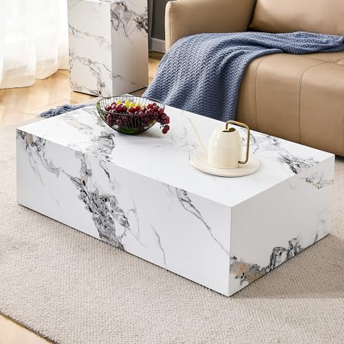 Modern Elegant Fully Assembled White Marble Coffee Table
