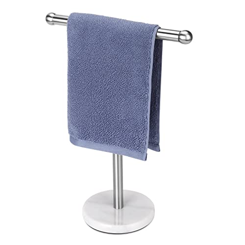 Modern Hand Towel Holder Stand with Marble Base and Stainless Steel Bar