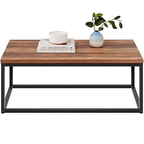 Modern Industrial Style Rectangular Wood Grain Coffee Table