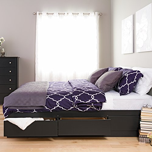 Modern King Storage Bed with 6 Drawers, Black