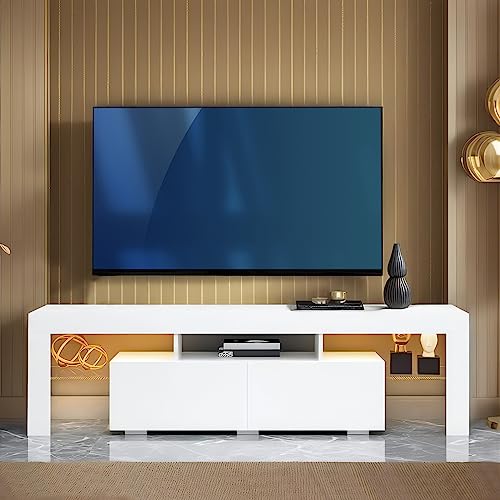 Modern LED TV Stand with Large Storage Drawer