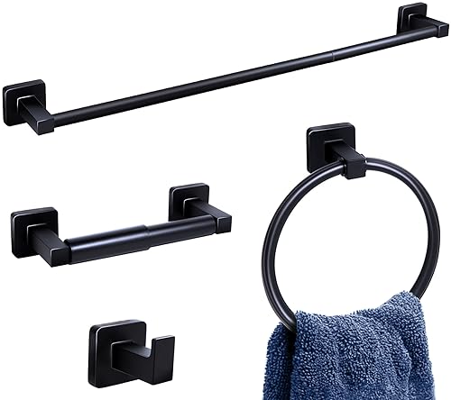 Modern Matte Black Bathroom Hardware Set