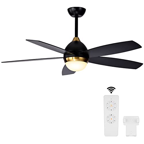 Modern Matte Black Ceiling Fan with Lights and Remote Control