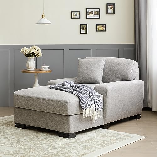 Modern Oversized Chaise Lounger Sofa with Pillow, Gray