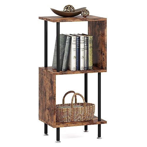 Homeiju homeiju bookshelf, 3 tier industrial bookcase, metal small