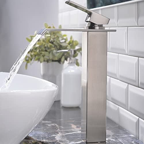 Modern Tall Brushed Nickel Vessel Sink Faucet