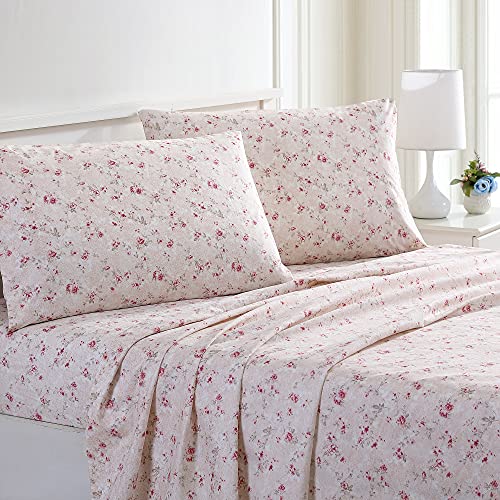 Modern Threads Printed 3-Piece Extra Soft Bedding Sheets & Pillowcase Set, Deep Pocket up to 16 inch Mattress Kashmir Rose Twin