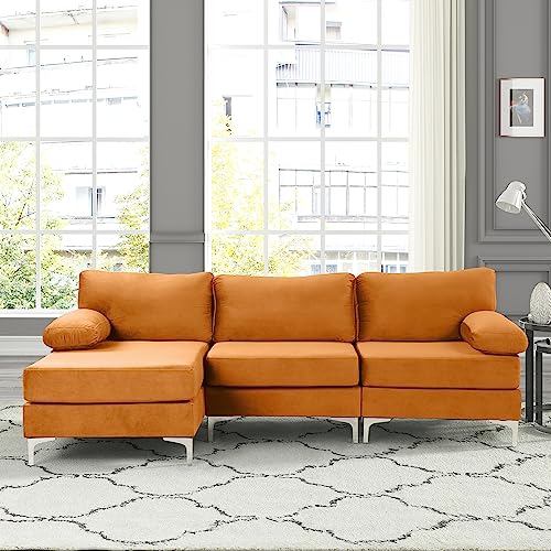 Modern Velvet Fabric Sectional Sofa 51Dns POgFL 