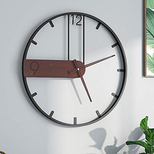 Modern Walnut Dial Metal Frame Wall Decor Silent Non Ticking Clock