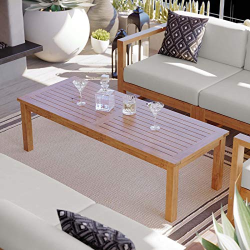 Modway EEI-4122-NAT Upland Patio Teak Wood Coffee Table, Natural