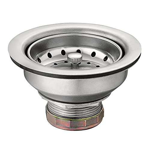 Moen Kitchen Sink Stainless Steel Basket Strainer with Drain Assembly, 3-1/2 Inch Sink Drain Stopper Plug, 22036