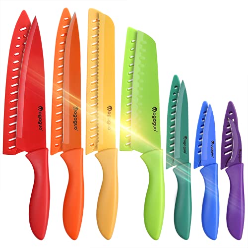 $7/mo - Finance Astercook Knife Set, 12 Pcs Color-Coded Kitchen Knife Set,  6 Color Anti-Rust Coating Stainless Steel Kitchen Knives with 6 Blade  Guards, Dishwasher Safe