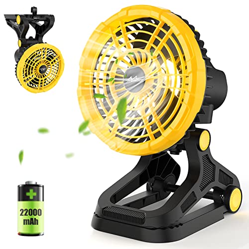 MoKo Portable Camping Fan - Rechargeable Battery Operated Fan with Light