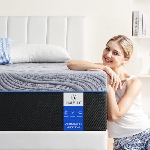 Molblly King Mattress, 12 inch Gel Memory Foam Mattress with CertiPUR-US Bed Mattress in a Box for Sleep Cooler & Pressure Relief, King Size, 80"x76", Grey