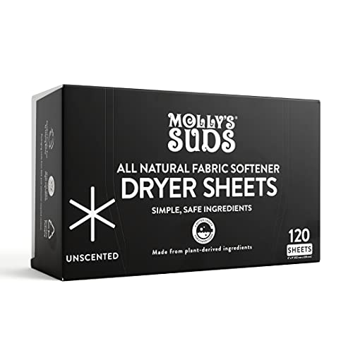 Molly's Suds All Natural Fabric Softener Dryer Sheets, Unscented (120 Sheets)