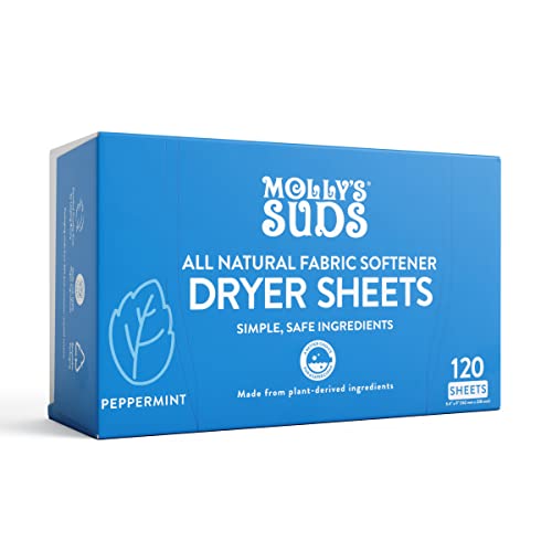 Molly's Suds Natural Fabric Softener Dryer Sheets (Peppermint, 120 Sheets)