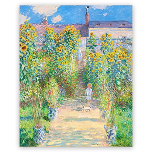 Monet Canvas Wall Art - The Artists Garden at Vtheuil Poster