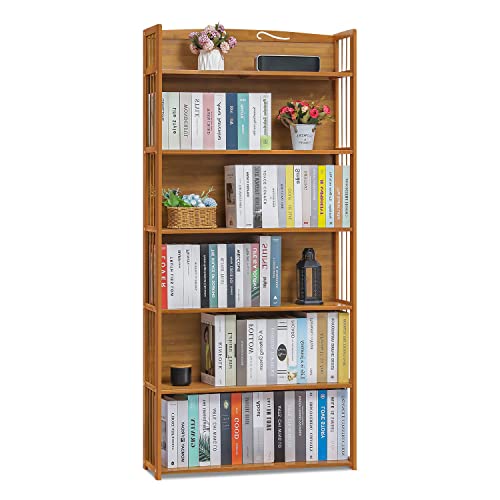 MoNiBloom 6-Tier Bamboo Bookshelf for Living Room Study Office