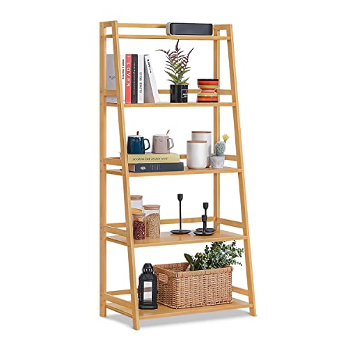 MoNiBloom Bamboo Ladder Shelf - Versatile & Stylish Storage Rack
