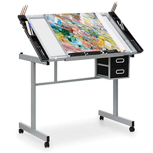 MoNiBloom Drafting Table Glass Drawing Table Craft Table