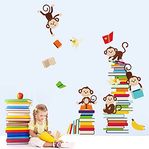 Monkey Wall Decals Animals Reading Books Wall Stickers