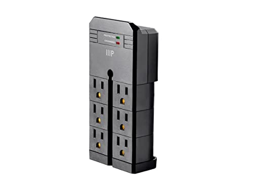 Monoprice 6 Outlet Rotating Power Surge Protector Wall Tap - Black