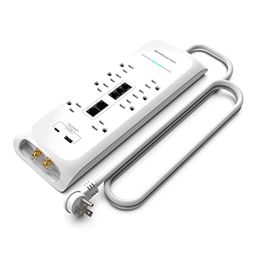 Monster 6ft White Heavy Duty Power Strip and Surge Protector