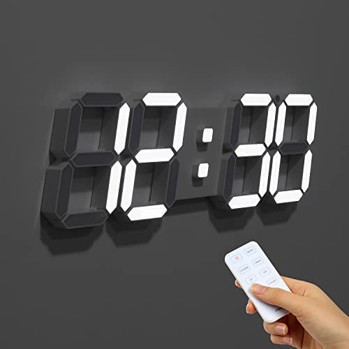 mooas 3D LED Wall Clock Plus White with Remote Control