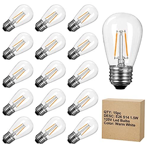 Moonflor S14 LED Light Bulbs 15 Pack