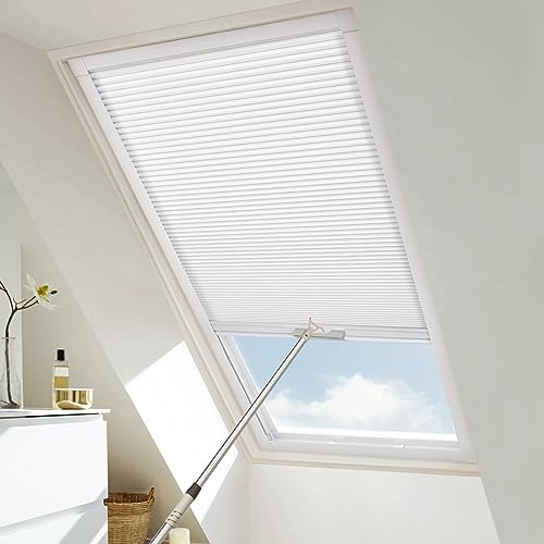 Cordless Cellular Skylight Shades for Roof Windows - Custom Size, White