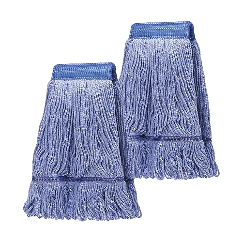 Industrial Blue Cotton Loop Mop Head Replacement Pack of 2