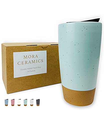 Mora Ceramic Travel Mug, 14oz, Seafoam