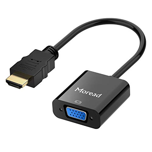 Moread Gold-Plated HDMI to VGA Adapter for Various Devices - Black