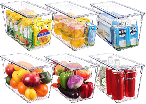YIHONG Clear Plastic Storage Organizer Bins, 4 Pack Pantry Food Storage Bins  with Handle for Kitchen,Refrigerator, Freezer,Cabinet Organization and  Storage