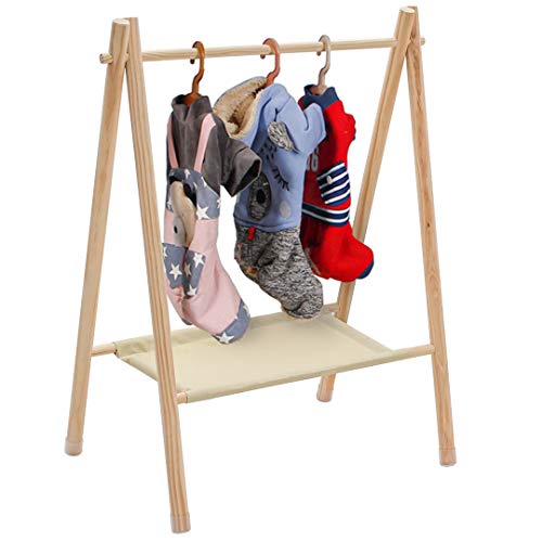 Morimoe Garment Rack for Pets, Clothes Organizer, Wooden (Beige, Medium)