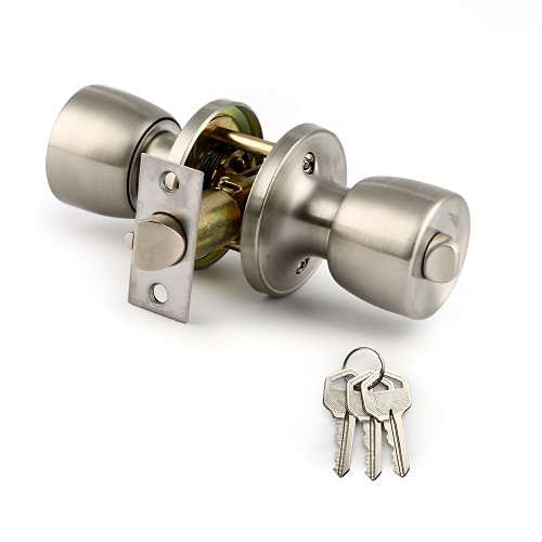 MOSECYOU Door Knob with Lock and Key