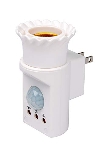 Motion Detection Sensor Switch Light Socket w/Power Plug 110v Security Garage