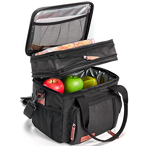 MOV COMPRA Expandable Double Deck Lunch Bag, Black