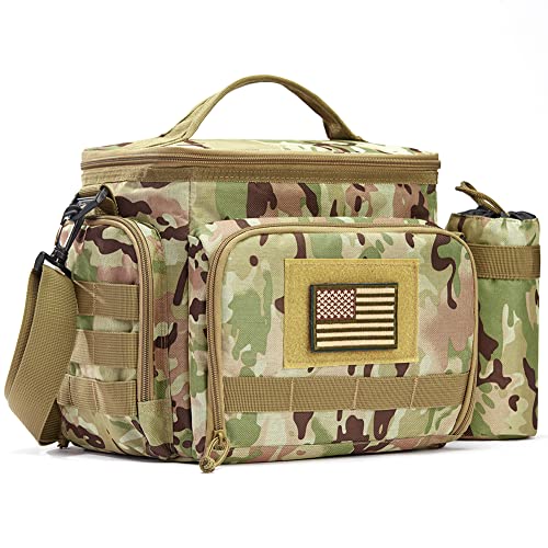 MOV COMPRA Tactical Lunch Bag for Men, Insulated Lunch Box Leakproof Large Capacity with MOLLE Water Bottle Pouch Lunchbox for Adult Work Picnic