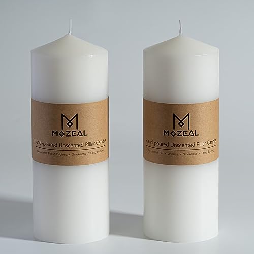 MOZEAL White Pillar Candles Set of 2