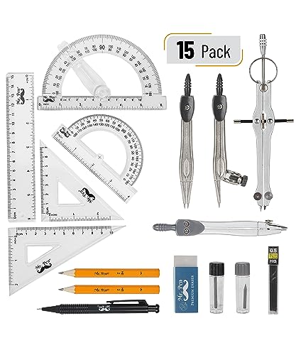 Mr. Pen- Professional Geometry Set Metal Compass, 7 Pcs, Geometry Precision Tool Set with Shatterproof Storage Box, Drafting Tools & Drafting Kits