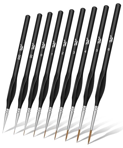 Artist and Model Paint Brushes Set Outline Fine Detail Tip 11pc 00000 to 7